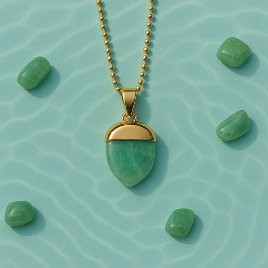 Amazonit Halskette vergoldet