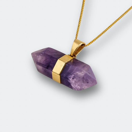 Amethyst - Doppelender vergoldet